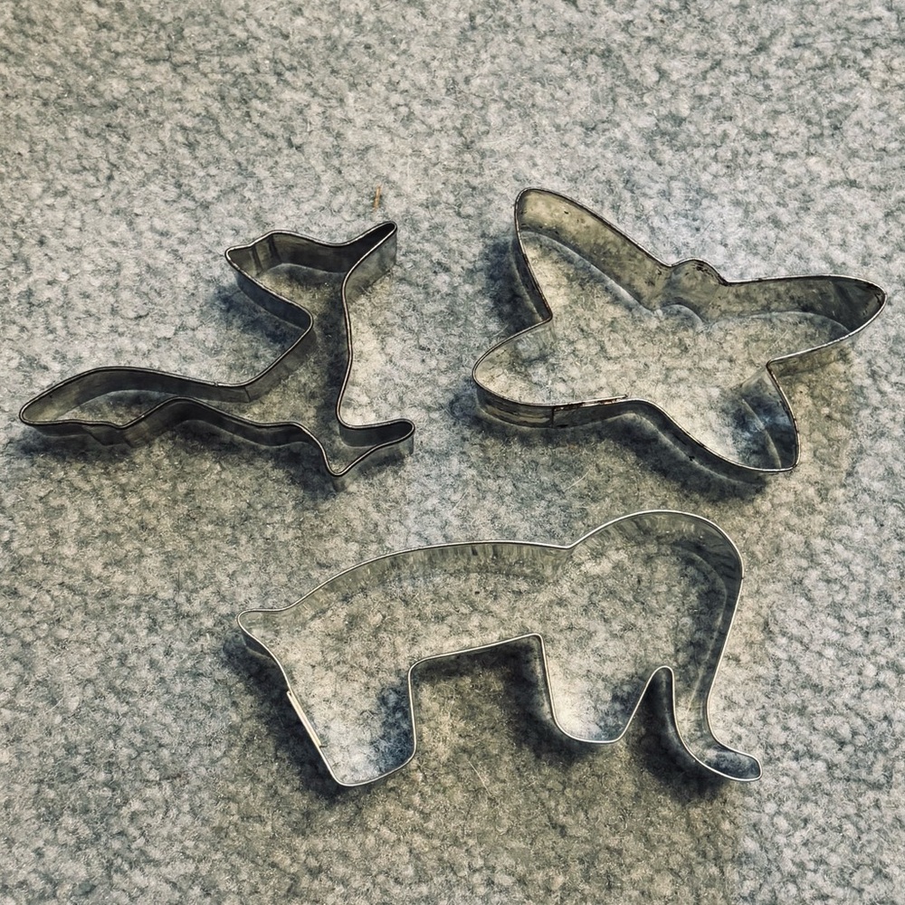 Vintage Aluminum Animal Shaped Cookie Cutters Lot Of 3